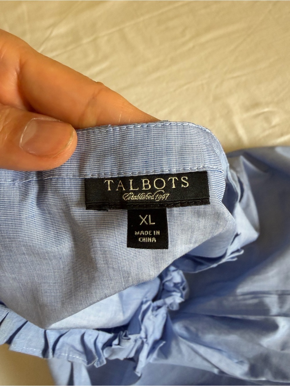 Talbots Blue  Ruffle Scoop Neck Sleeveless Blouse - Picture 6 of 9